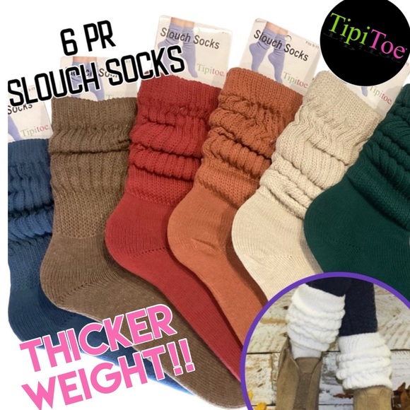 COPY - 🍂6 Pair CHUNKY FALL Slouch Socks Ladies (F) - Picture 1 of 9